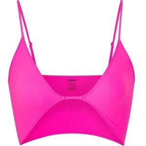 Skims Micro Cording V Crop Top Neon Pink